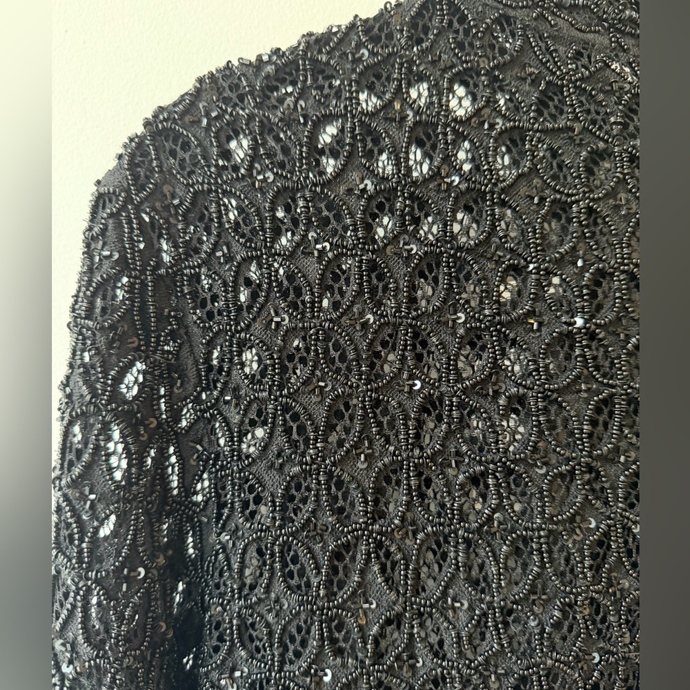 NEW Retrofete $495 Mika Top in Black Beaded Lace Sequin, Small - Picture 10 of 17